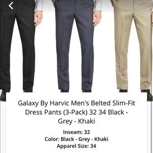 Slim-Fit Dress Pants (3-Pack) - Black-Gray-Khaki